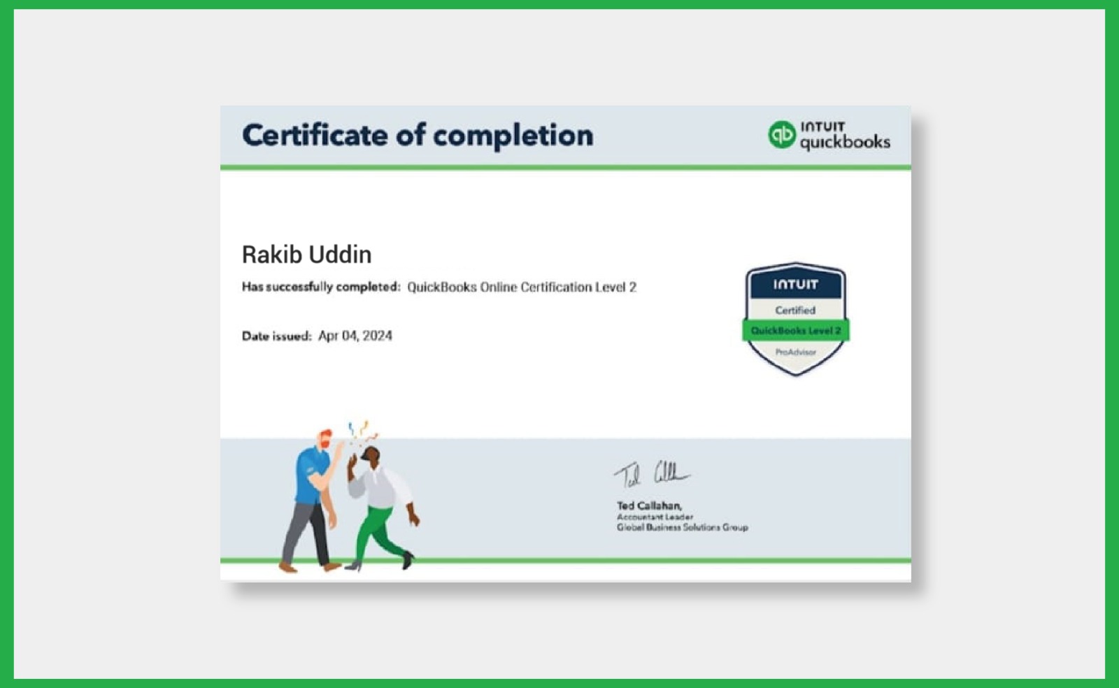 QuickBooks Online Certified ProAdvisor Certificate