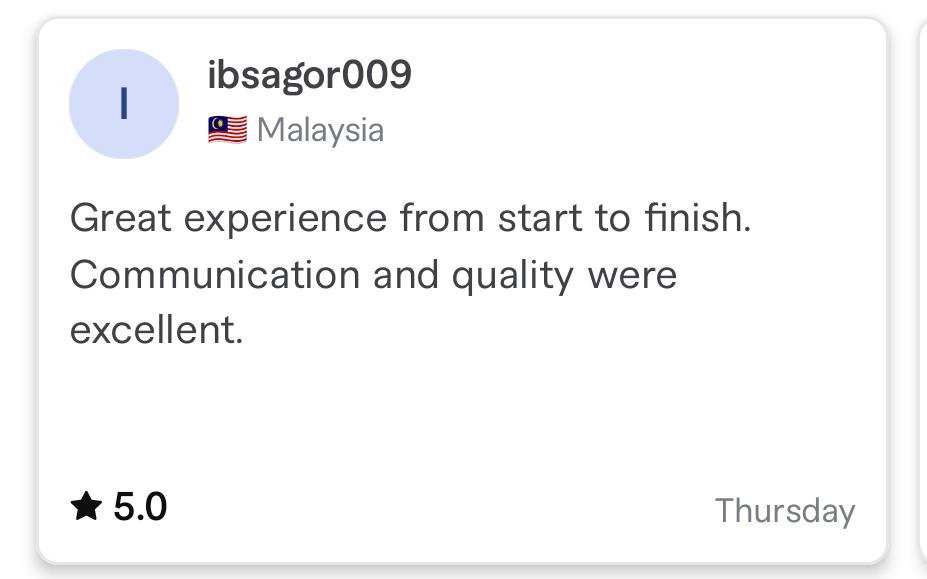 Fiverr 5-Star Review Screenshot 1